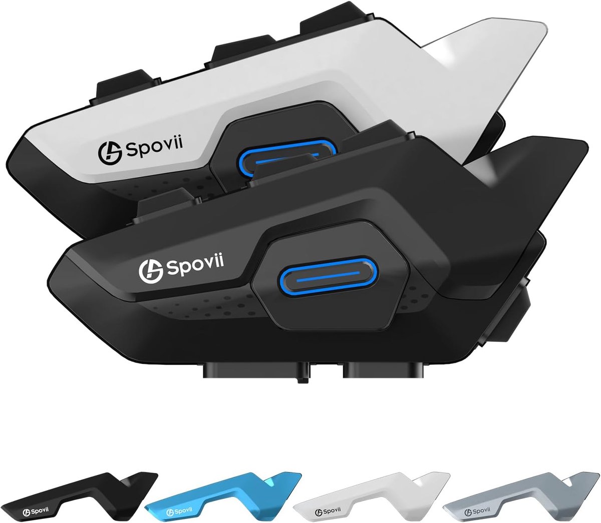 SnelShoppen - H9 Bluetooth-intercom Motorfiets - Draadloos Communicatiesysteem met Bluetooth 5.1, Muziek-sharing, Spraakassistent en Dubbele Set