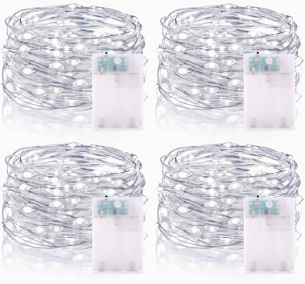 Thijox - Led-lichtslingers op batterijen 5 m, 50 LEDs, Koperdraad Feeënlichten met Timer, Waterdichte Micro-draad voor Binnen en Buiten, Decoratie voo