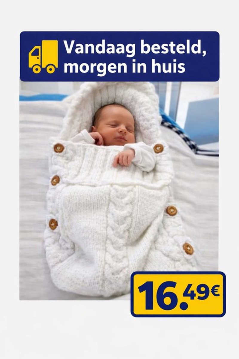 Baby Wrap voor Pasgeborenen (0–6 Maanden) – Gebreid – Fotografie Accessoire – Met Knoopsluiting – Morgen in huis