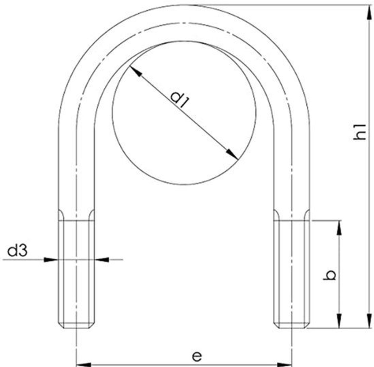 2 x Beugelschroef DIN 3570 - Ronde Stalen Beugel M12 x 125 mm - Galvanisch Verzinkt