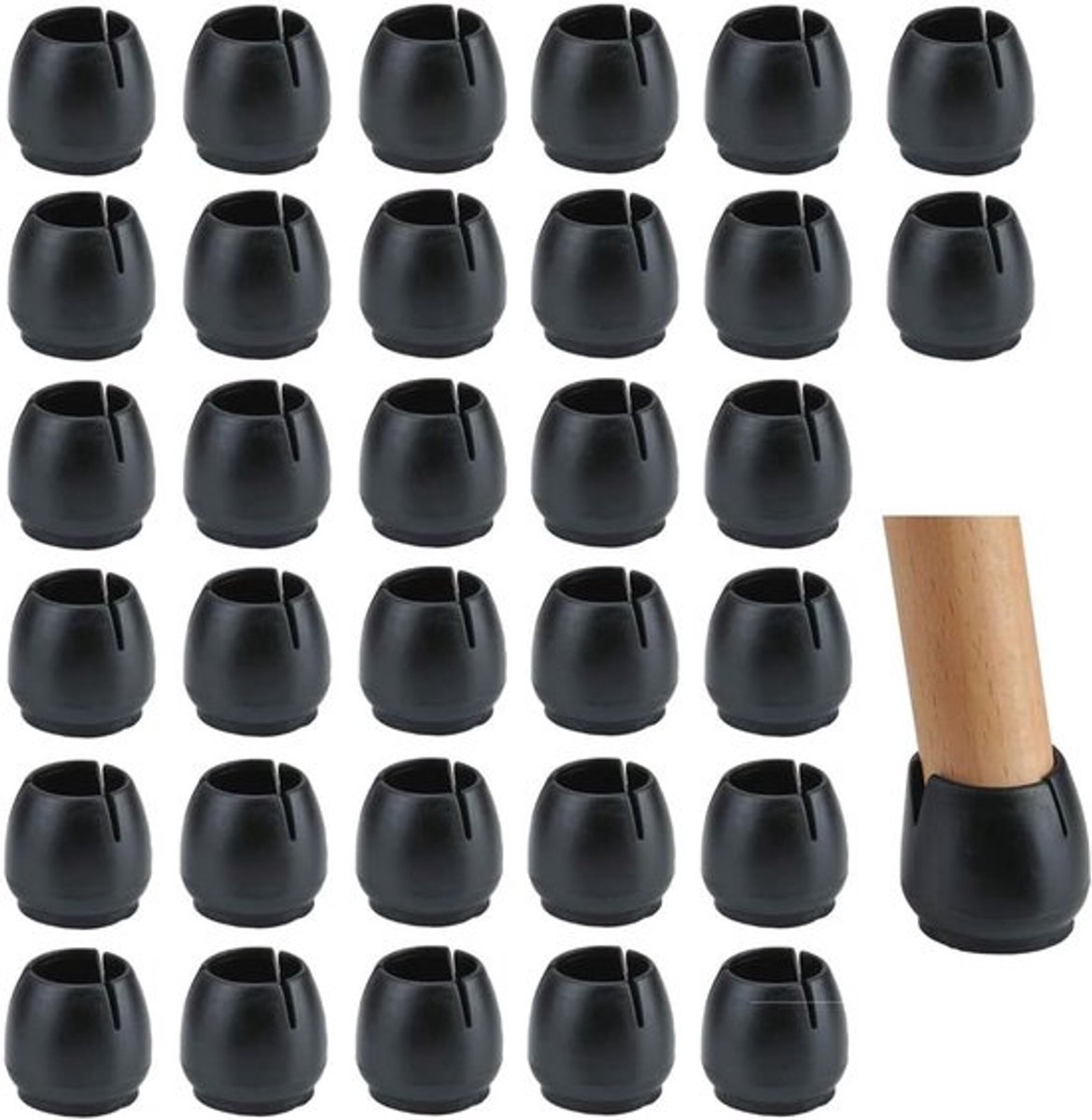 Rubber stoelpotdopjes - zwarte meubelbeschermers - tafelpootbeschermers - houten vloerbesc