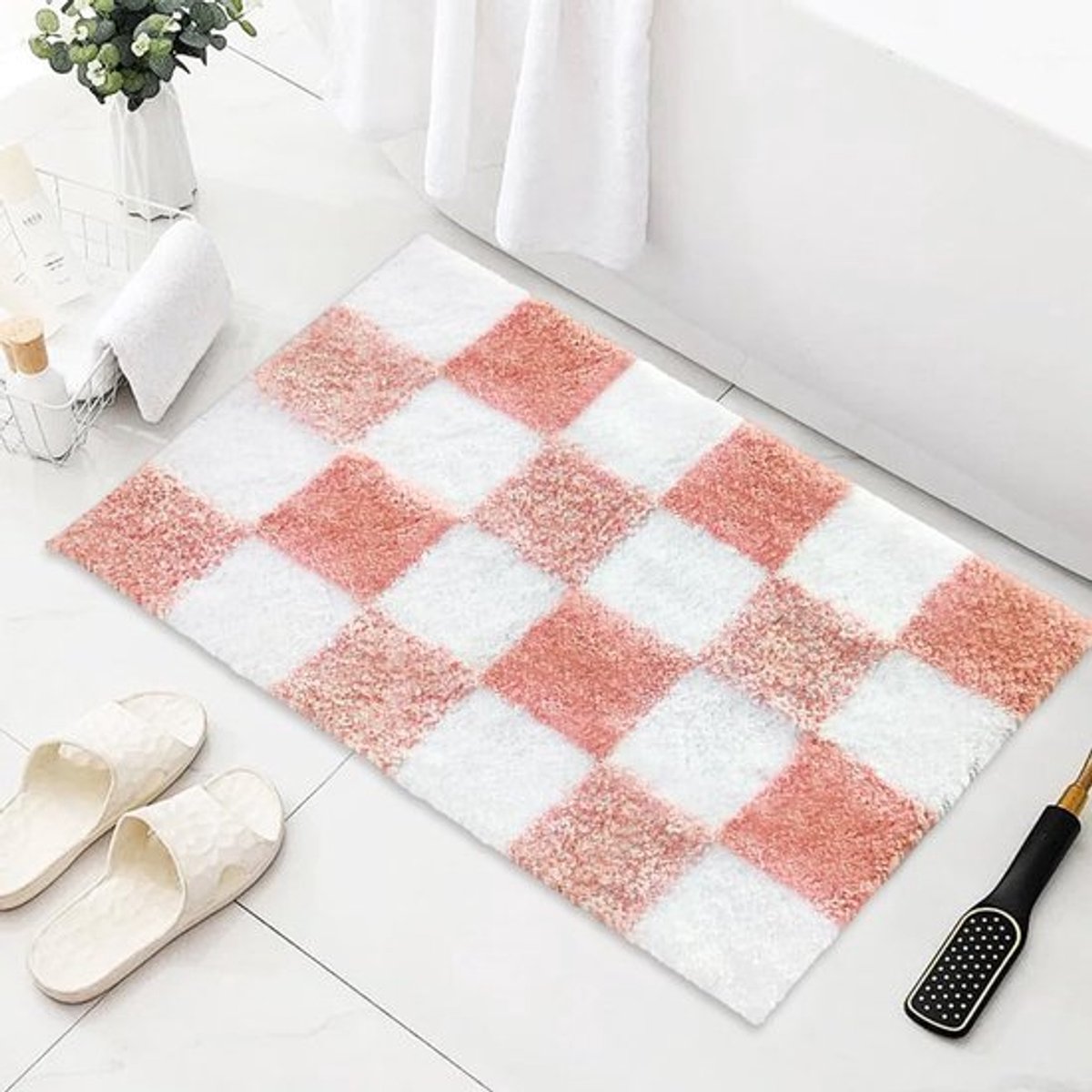 Extra zachte badmat - antislip, pluizige en absorberende microvezel - wasbare badkamermatt