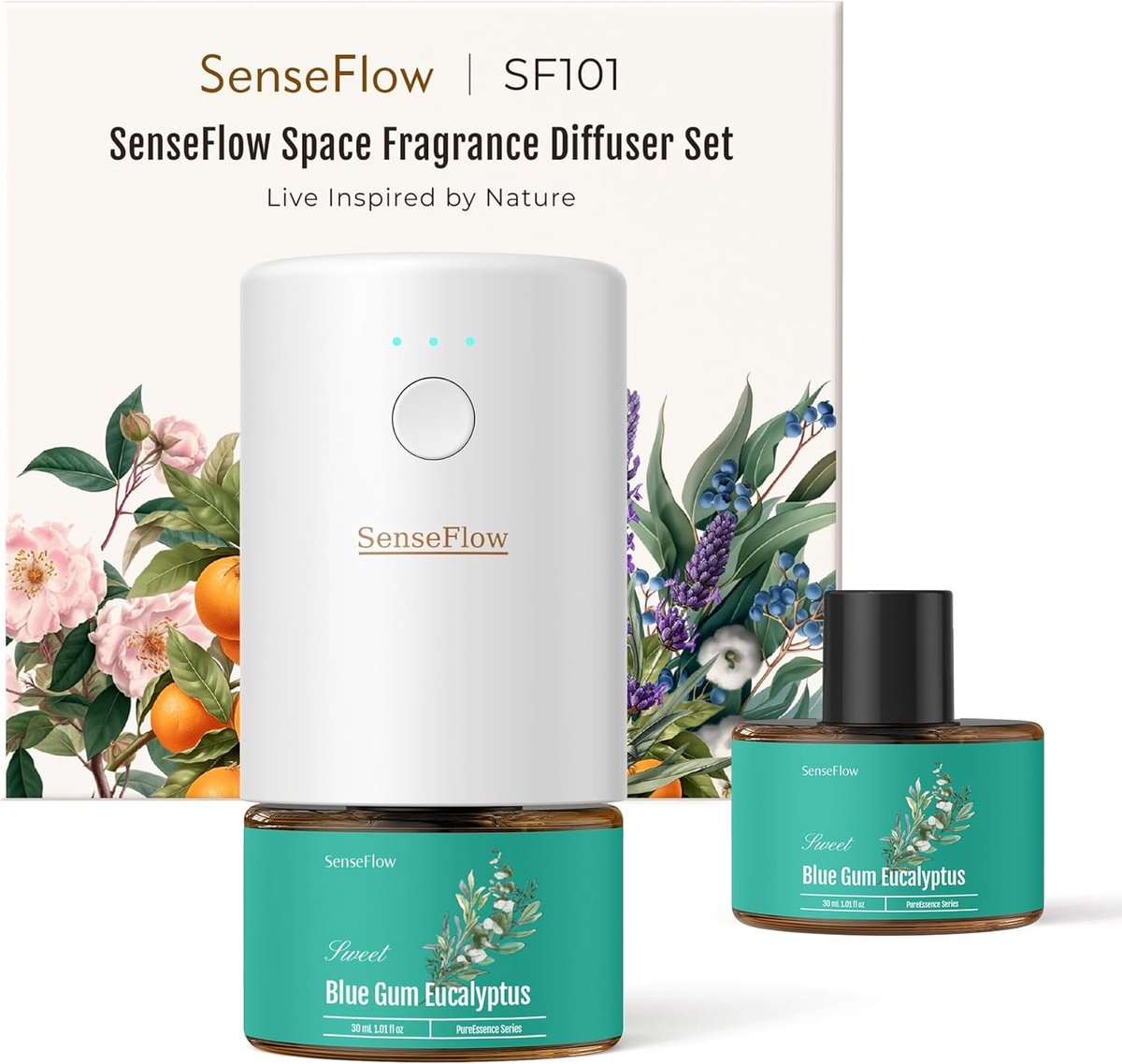 SnelShoppen - Aroma Diffuser voor Essentiële Oliën, Waterloze Ultrasonische Geurverspreider, Natuurlijke Luchtverfrisser, 100% Plantaardig, 120-Dagen