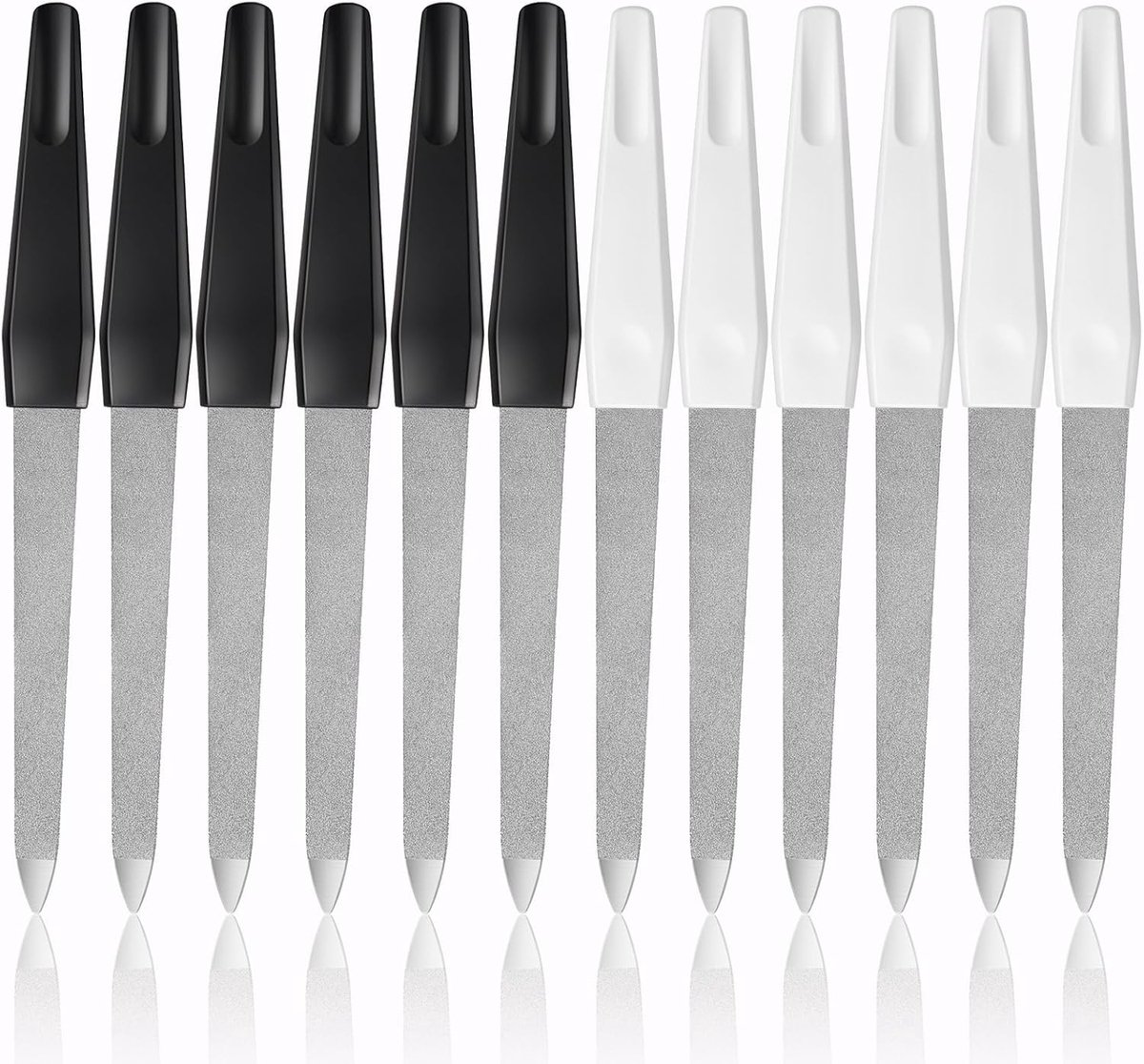 SnelShoppen - 12 stuks metalen nagelvijlen, professionele nagelvijlset dubbelzijdig, roestvrij staal, manicure accessoires voor natuurlijke nagels, th