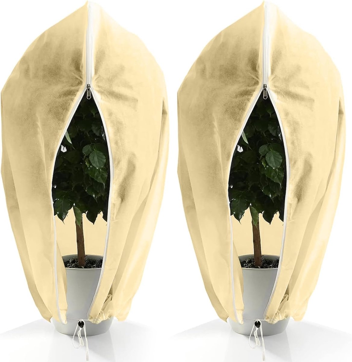 SnelShoppen - Plantbescherming Winter 2 Stuks 80x120cm - Frostbescherming voor Planten - Ademend en Waterdicht - Potplanten Zak met Rits en Koord - 80