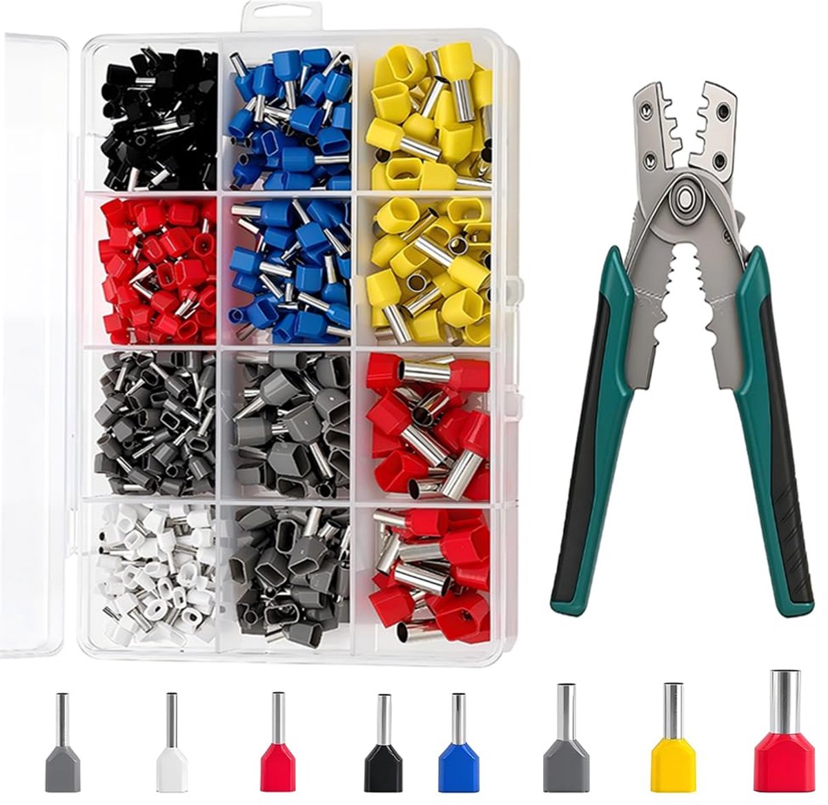 Electric crimp sleeves, 600 ferrules, double crimp sleeves from 0.5 to 10 mm² for connecting flexible multi-wire - ShopVlot