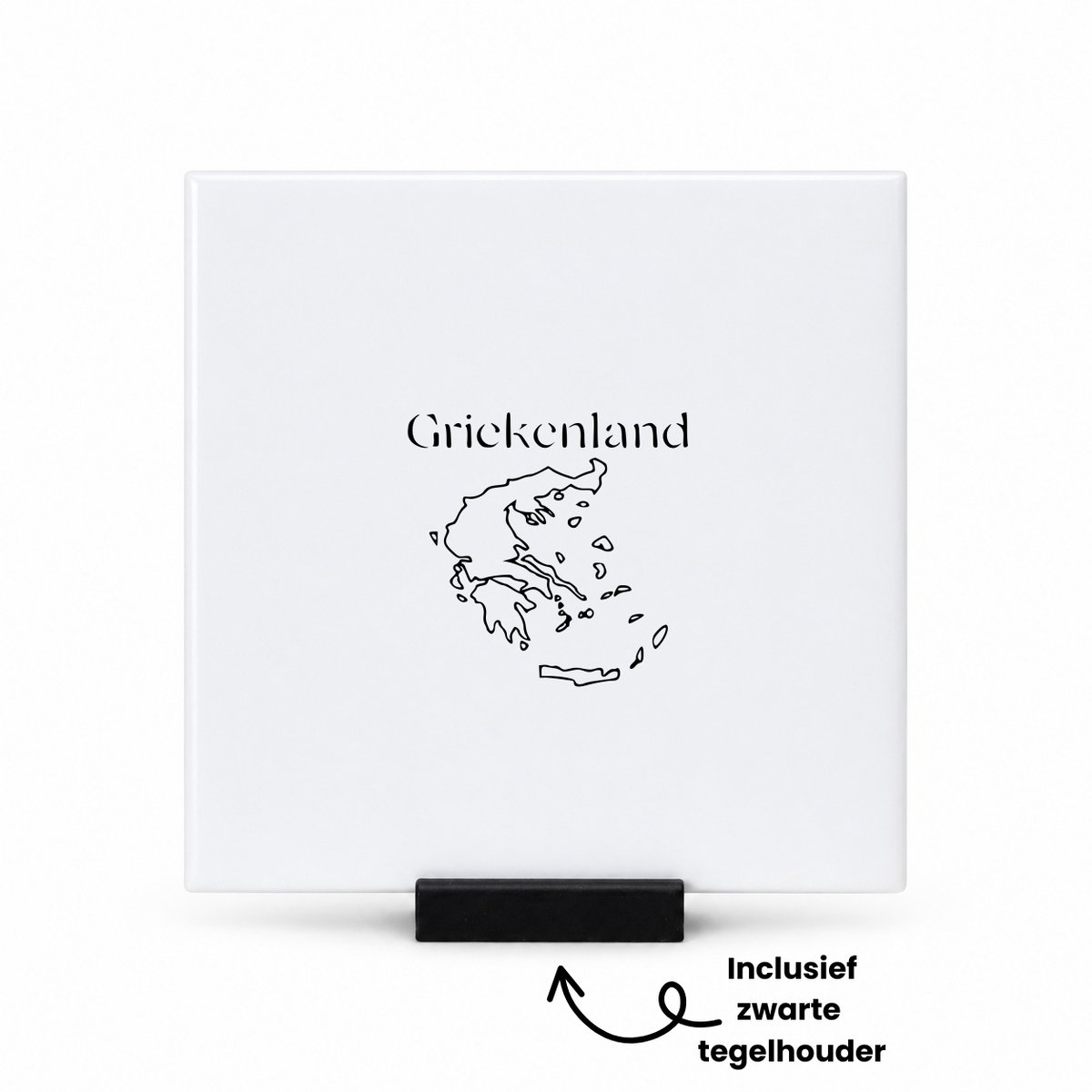 Hacebo Griekenland tegeltje met tegelhouder - Piloot - Toeristen - tegeltjes met tekst - Must go - Greece travel guide - Accessoires - Cadeau - Gift - Geschenk - spreuktegels - 10.8x10.8 CM Wit