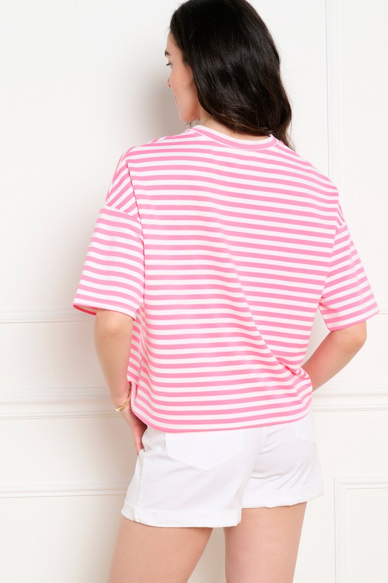 LolaLiza T-shirt T Strifluo 02302086 Fluo Pink/ecru Dames Maat - L