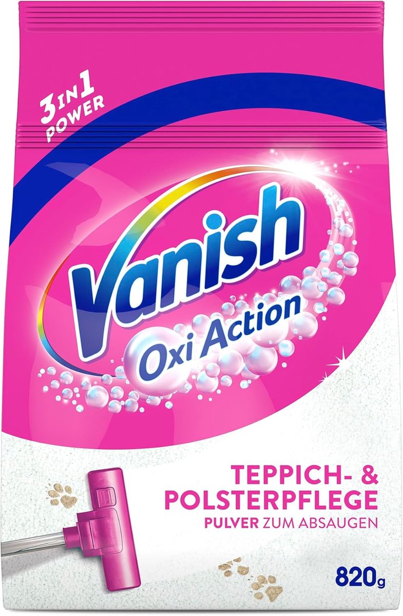 SnelShoppen - Oxi Action Poeder en Vloerkledenreiniger, 820 g, Schoonmaakmiddel voor Vloerkleden, Meubels, Autostoelen en Gordijnen tegen Vuil, Geur e