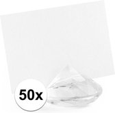 50x Kaarthouders standaards transparante diamanten 4 cm - Plaatsnaamhouders tafelschikking - Bruiloft/huwelijk versiering