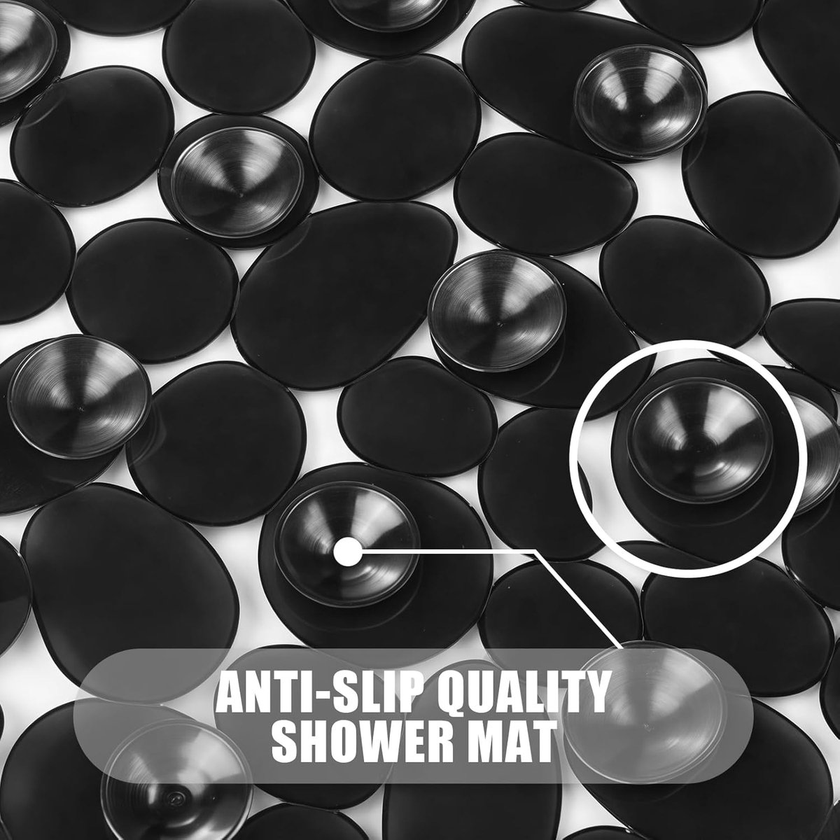 SnelShoppen - 69x36cm Antislip Douchemat met Kiezels, Machinewasbare Badmat voor Binnen met Sterke Zuignappen en Afvoergaten, Comfortabele en Schimmel