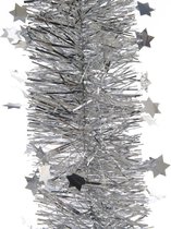 Kerstslinger sterren zilver 270 cm - Guirlande folie lametta - Zilveren kerstboom versieringen