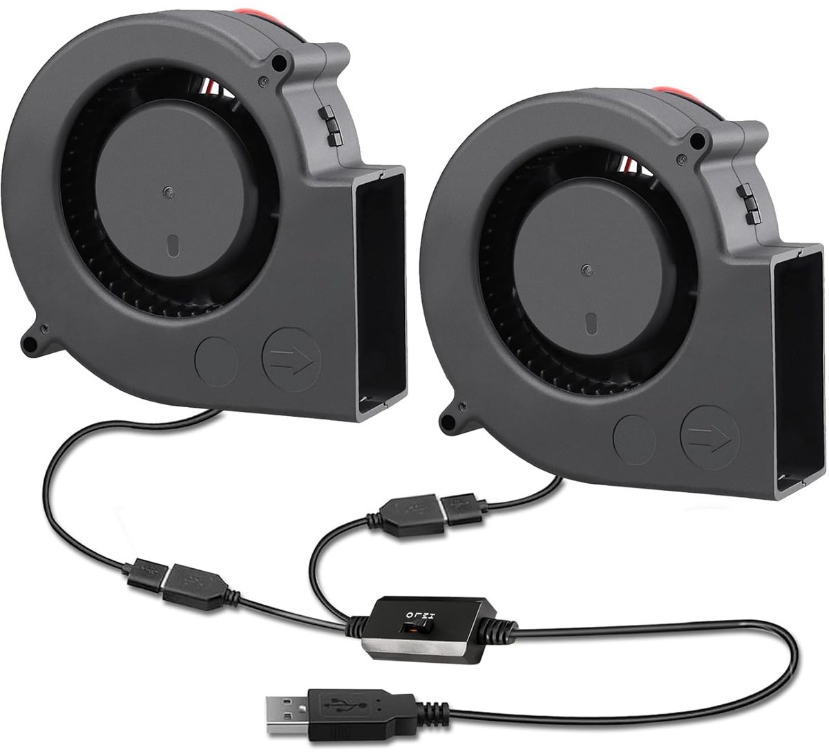 SnelShoppen - Radiale Ventilator USB met Snelheidsregelaar 12V 75mm - 2-in-1 Koeling voor Radiator, PC, TV Box, Router, Grill - 3 Verstelbare Snelhede
