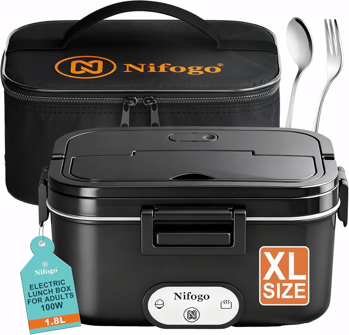 SnelShoppen - Elektrische Lunch Box 1.8L RVS voor Werk, Auto, Truck - Snelle Verwarming 100W - Ideaal voor Mannen - Portable Lunchbox voor Thuis, Camp