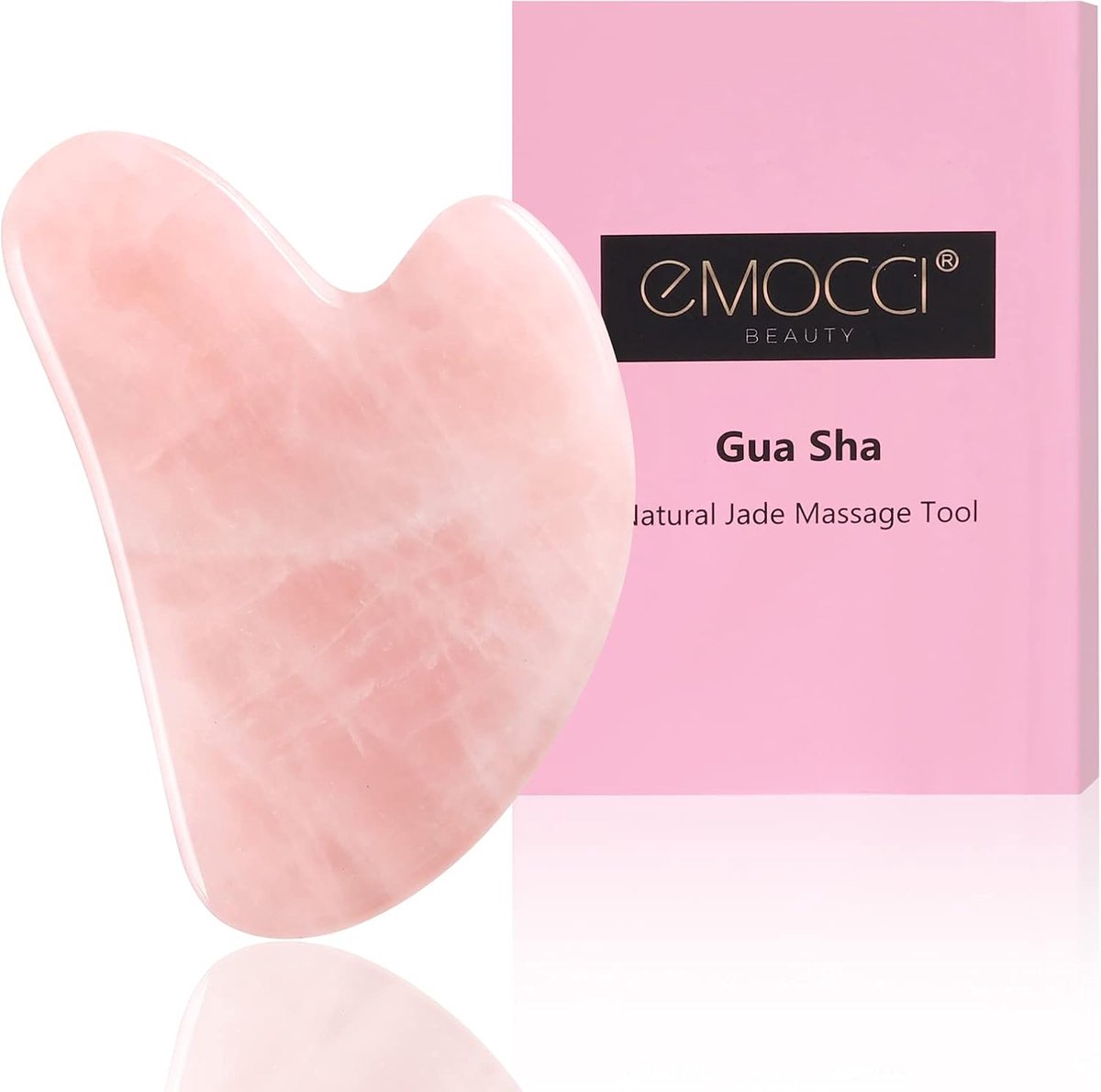 Thijox - Gua Sha Rozenkwarts Steen & Jade Guasha Set - Gezichtsroller en Massage Tool voor Anti-Aging, Nek en Ogen - Perfect als Gift Set voor Ontspan