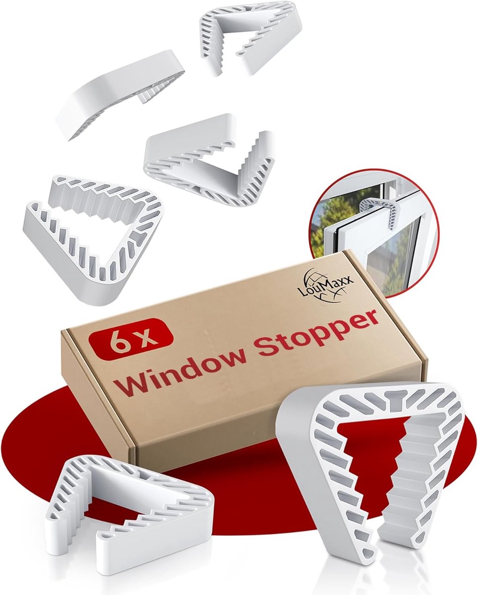 SnelShoppen - Vensterstopper Vensterklemmen Veiligheidsset 6 Stuks - Kindvriendelijk, Dierveilig, Voorkomt Dichtslaan, Perfect voor Thuisgebruik, Kleu
