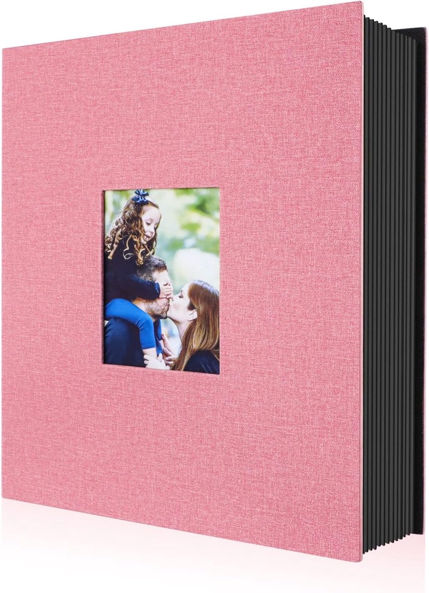 SnelShoppen - Photo Album 10x15 cm, 400 Compartiments, Linnen Album voor Verticale Foto's, Roze, Ideaal voor Herinneringen, Feesten, en Familie
