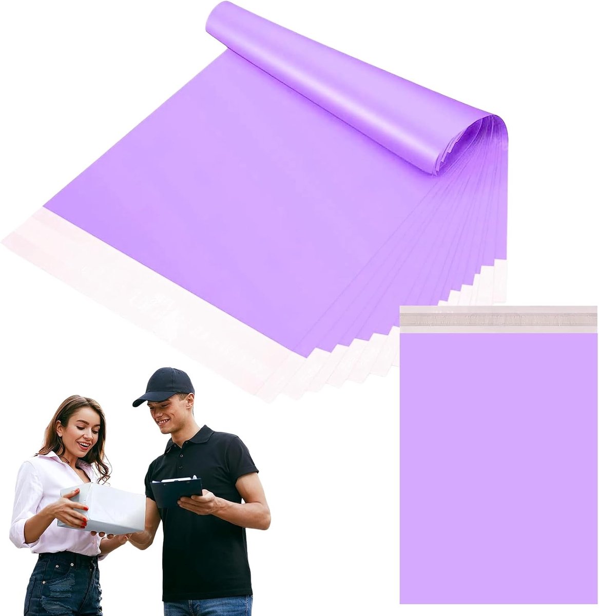 SnelShoppen - 50 Stuks 25x35cm Paarse Translucente Verzendzakken voor Kleding, Zelfsluitende Poly Enveloppen, Sterke Verpakkingszakken, Waterdichte Pl