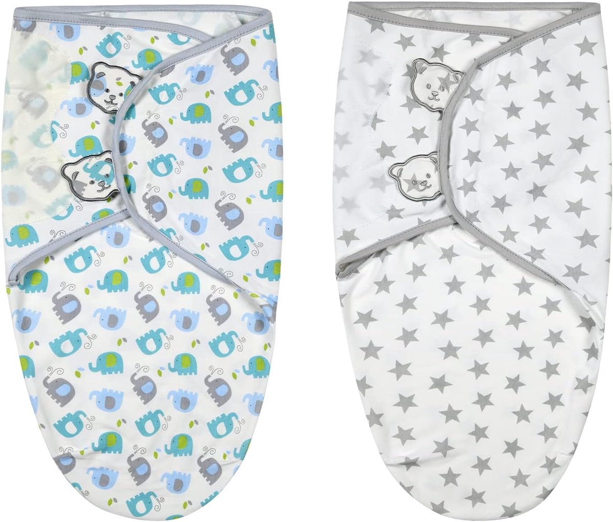 SnelShoppen - 2-Pack Baby Swaddle Dekens voor Nieuwborenen 0-3 Maanden - 100% Katoenen Verstelbare Slapend Zak - Ademend en Lichtgewicht - Schattige K