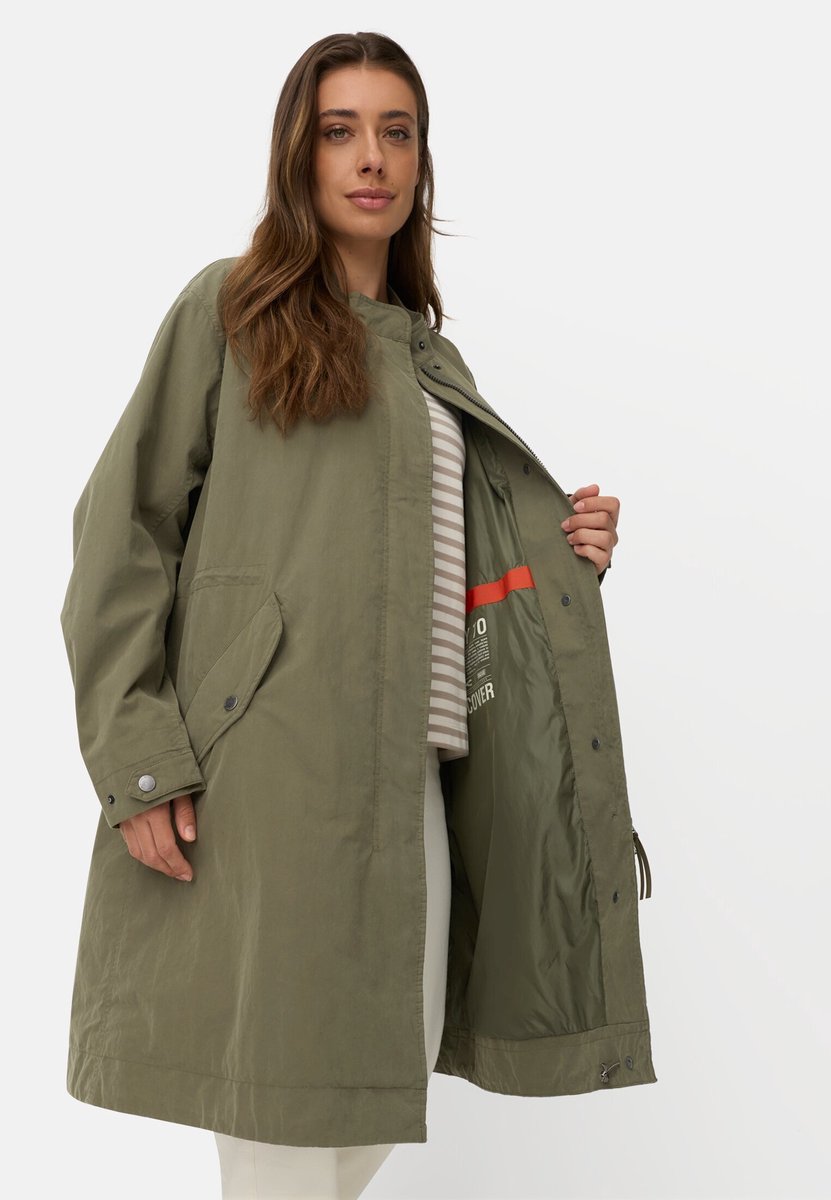 camel active Oversized jas met trekkoord in de taille - Maat womenswear-34 - Donkergroen