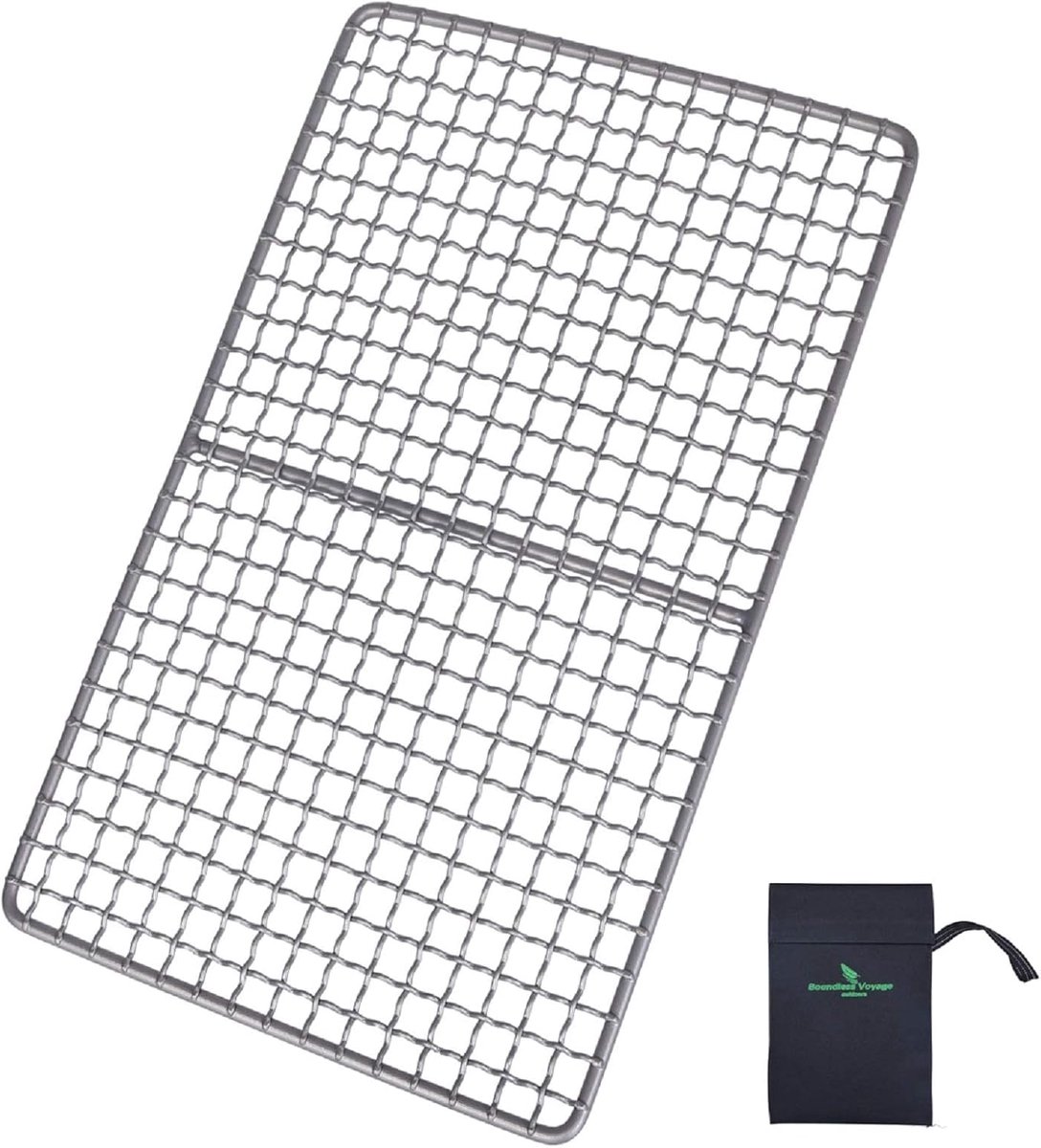 SnelShoppen - Titanium Grill Grate Outdoor BBQ Grate 24x16,5cm Ultralight Camping Grillplaat Heavy Duty Kookgerei Tuin Keuken