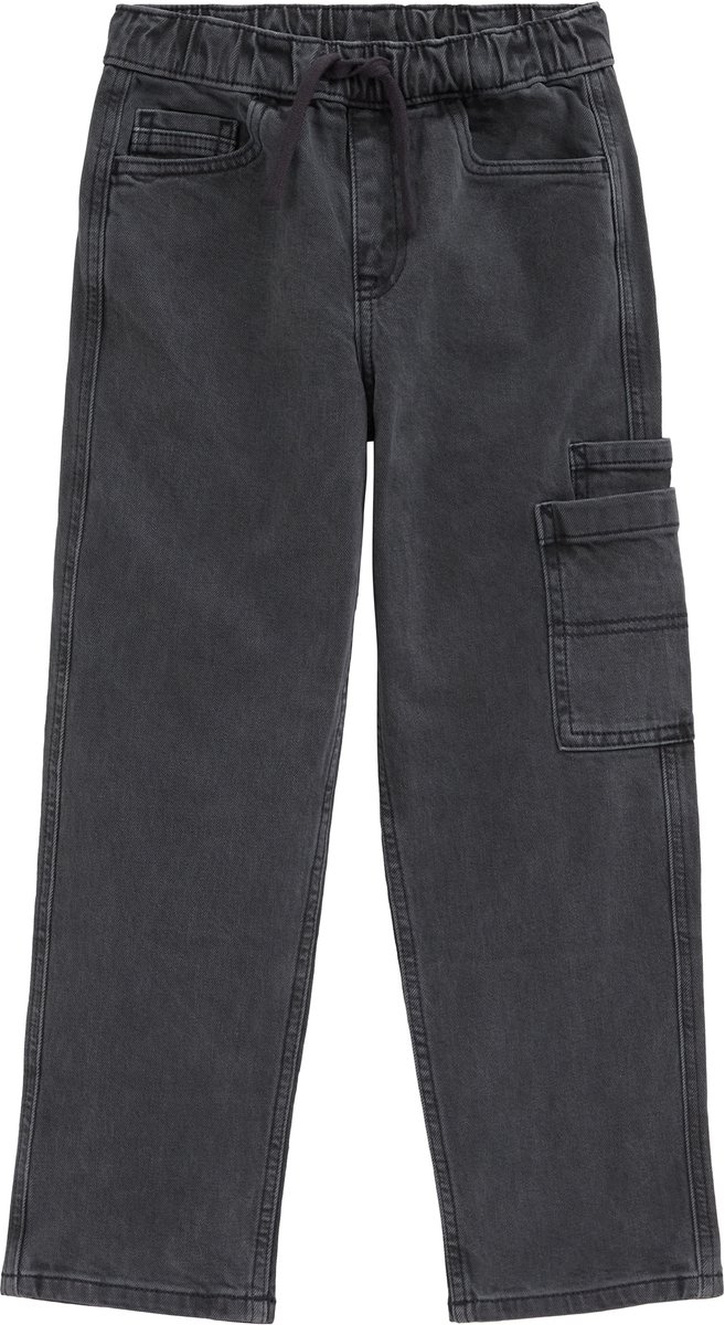 WE Fashion Jongens loose fit jeans met elastische tailleband en aantrekkoord