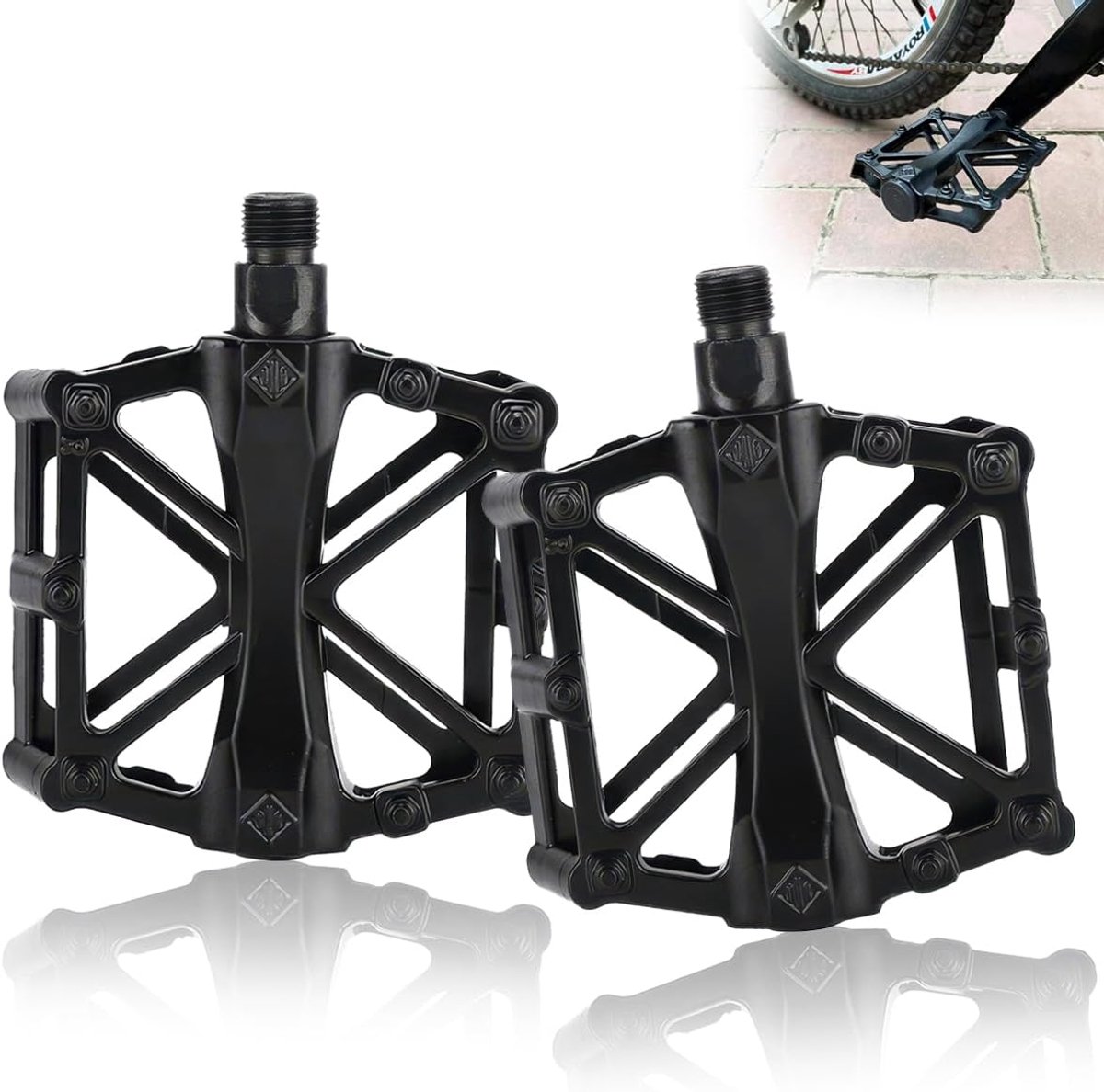 SnelShoppen - Bicycle Pedals 9/16 Inch Lichtgewicht Aluminium MTB met Anti-slip Pins en Soepele Lagers - Brede Platform voor Mountain Bikes, Racefiets