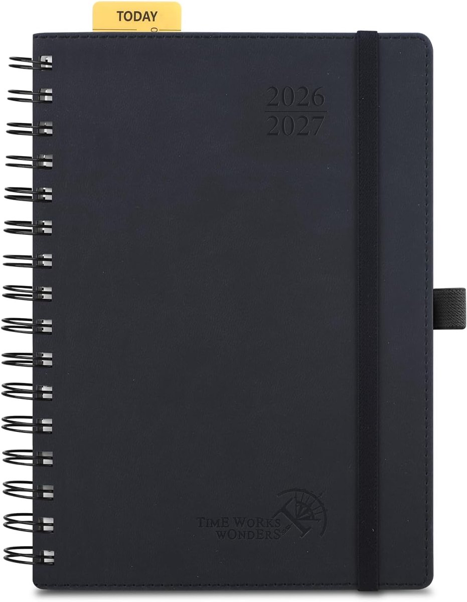 SnelShoppen - Teacher Agenda 2026-2027 A5 Leerlingen Planner - Geschikt voor Onderwijs, PU Leer, Zwart, Met Maandoverzicht, Weekplanning en Contactlij