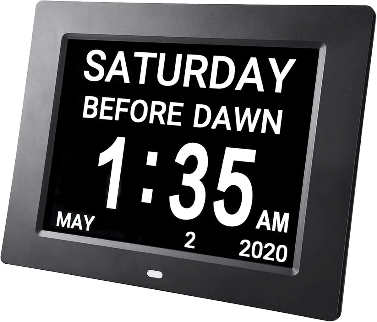 SnelShoppen - Digitale Wekker 8 Inch met Automatische Helderheidsaanpassing, Stille LCD-Display, Temperatuur & Luchtvochtigheid, Ideaal voor Senioren