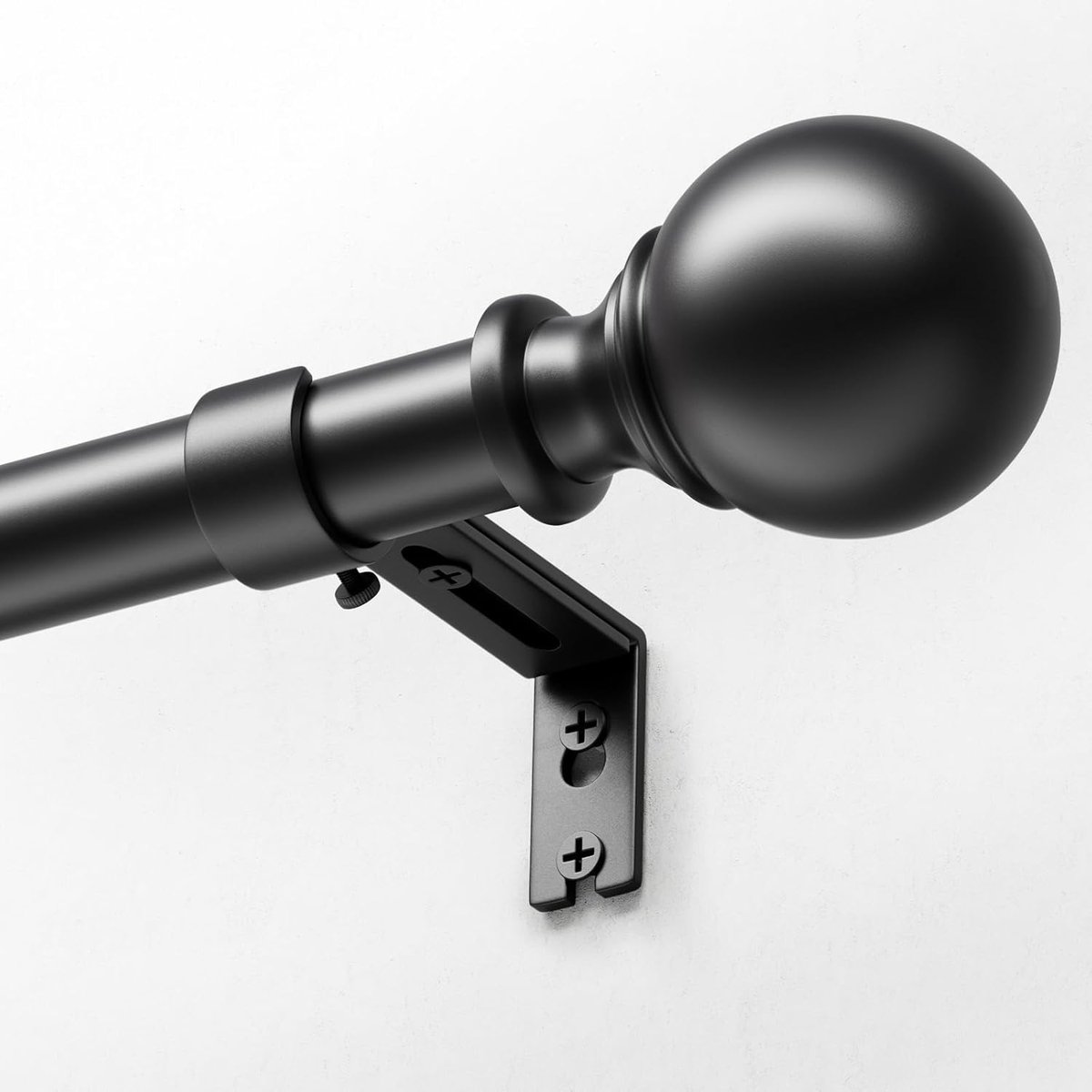 SnelShoppen - Uittrekbare Gordijnroede Zwart 80-305 cm - Ø 25 mm Metaal - Inclusief Houders voor Woonkamer, Slaapkamer, Binnen en Buiten