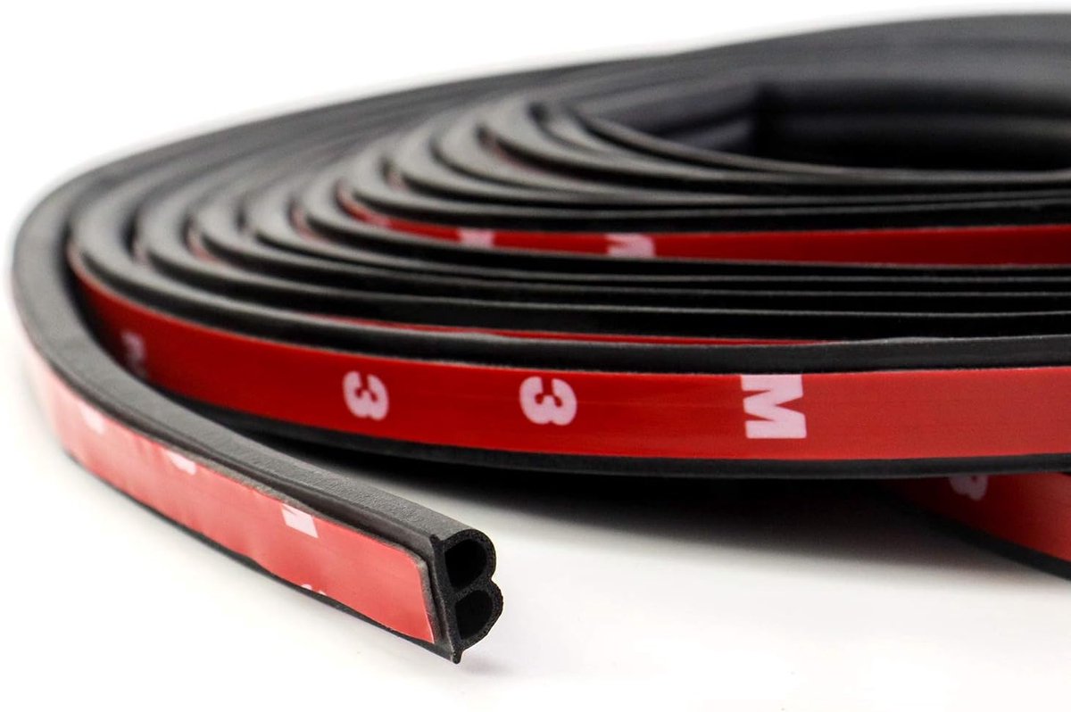 SnelShoppen - B-vormige autodeur afdichting - Rubber deurafdichting auto - 5 m/stuk - 2 rollen - Zwart - Tochtstrip voor autodeuren