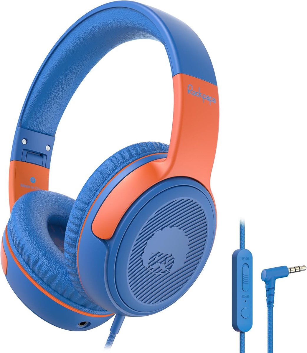 SnelShoppen - Kinder Hoofdtelefoon met Kabel en Microfoon, Opvouwbaar, Volumebegrenzing 85 dB/94 dB, Sharing-Functie voor School, Meisjes en Jongens