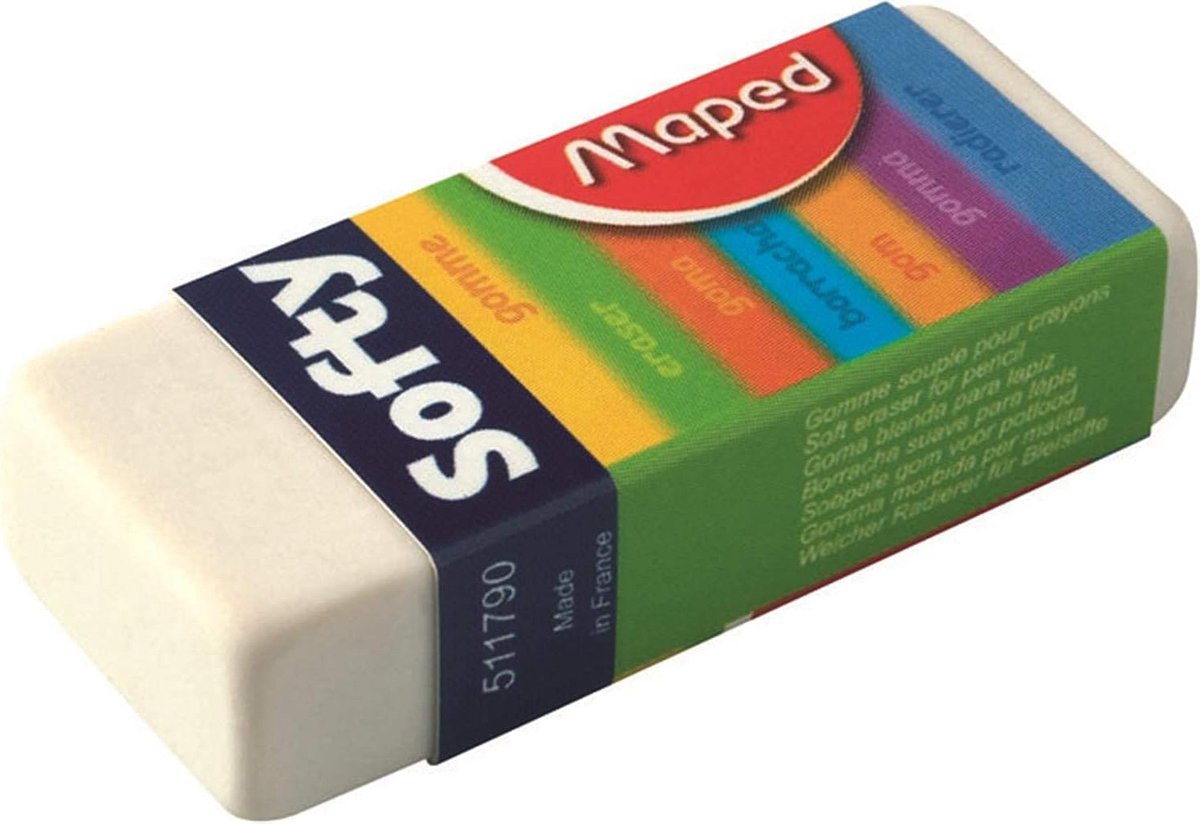 Thijox - Set van 2 Ergonomische Witte Softy Gummen - Zachte en Efficiënte Gum voor School en Thuis - PVC-vrij en Ftalatenvrij - Ideaal voor Kinderen e