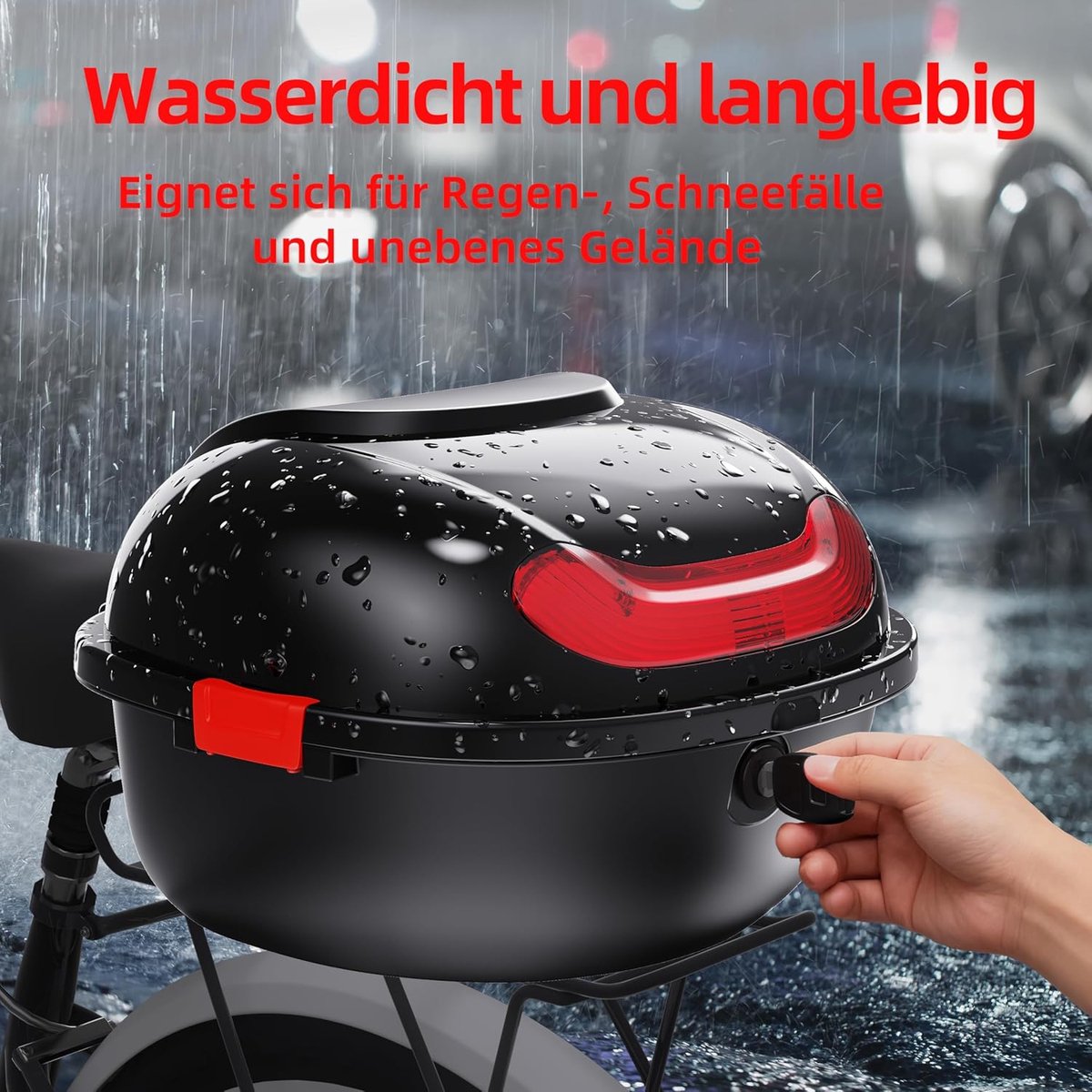 SnelShoppen - Fietskoffer voor Bagagedragers, Afsluitbare Waterdichte Fietsbox, Helmhoes, Bagagedragerkoffer, Helmbox, Fietsbagagedragerbox - 22L Zwar