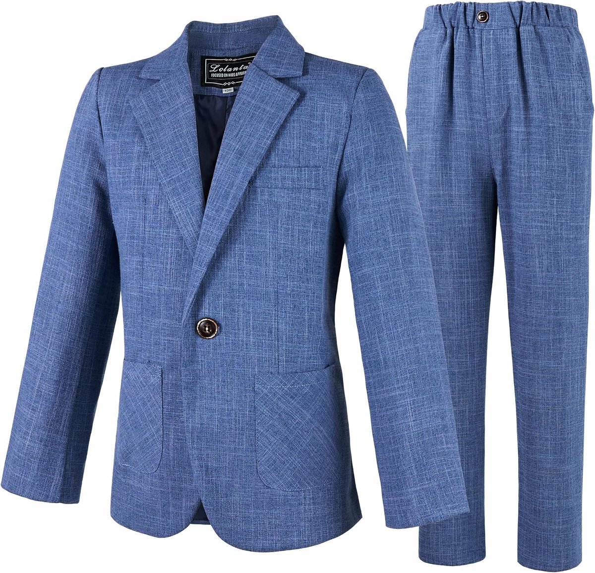 SnelShoppen - 2-delige jongenspak set, zwarte blazer en broek outfit, trendy vrijetijdskleding voor kinderen, ideaal voor feest, trouw, casual, 100% c