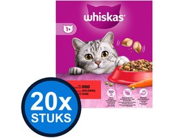 20x Whiskas - 1+ droog adult rund 800gr - Kattenvoer - 800 g