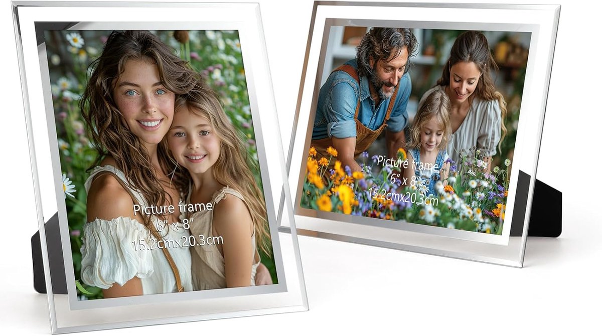 SnelShoppen - Glazen Fotolijst Set van 2 - 15x20 cm - Perfect voor Bruiloften, Huizen en Kantoren - Stijlvolle Decoratie voor Foto's en Herinneringen