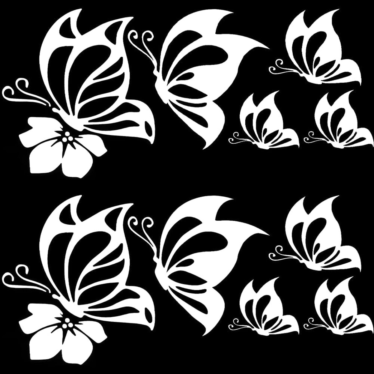 SnelShoppen - Set van 4 Grote Vlinder Auto Stickers - Reflecterende Vinyl Stickers - Watervast - Voor Dames - Inclusief Hibiscus Kussens - Perfect voo