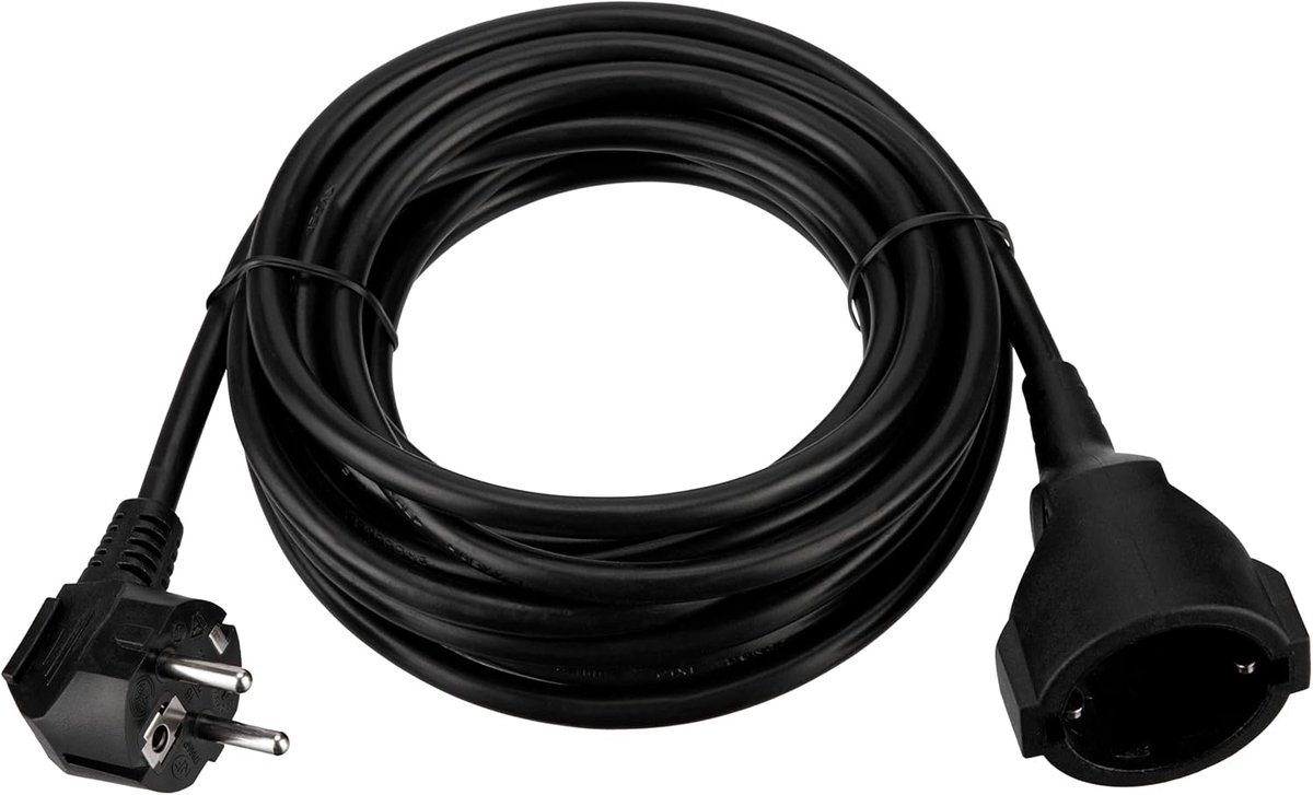 SnelShoppen - 5 meter Verlengkabel H05VV-F, Zwart, 3680 W, Flexibele Stroomkabel voor Binnengebruik met Aarde, Ideaal voor Feest, Tuin en Keuken