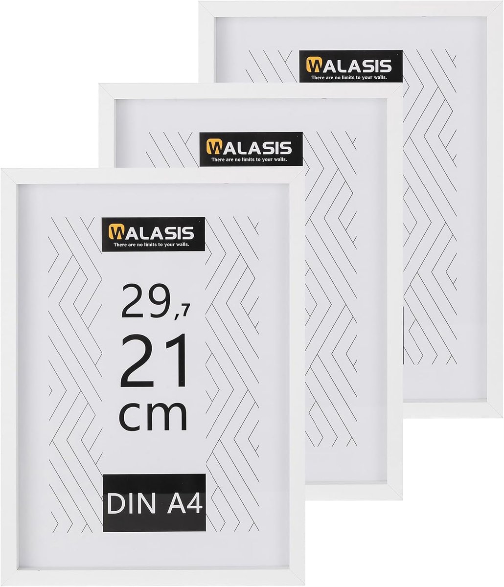 Set van 3 Houten Fotolijsten A4 (21x29.7cm) - Wit