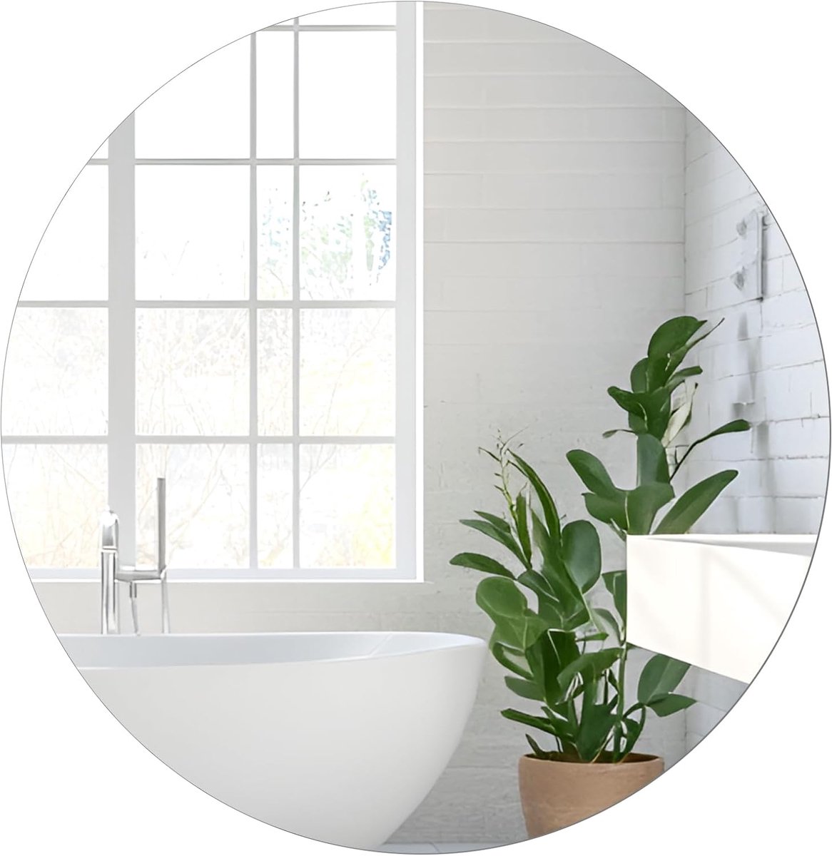 SnelShoppen - 25cm Zelfklevende Ronde Spiegel, HD Randloos Glazen Spiegel, Ideaal voor Wand en Tafel, Modern Design voor Woonkamer, Slaapkamer, Hal