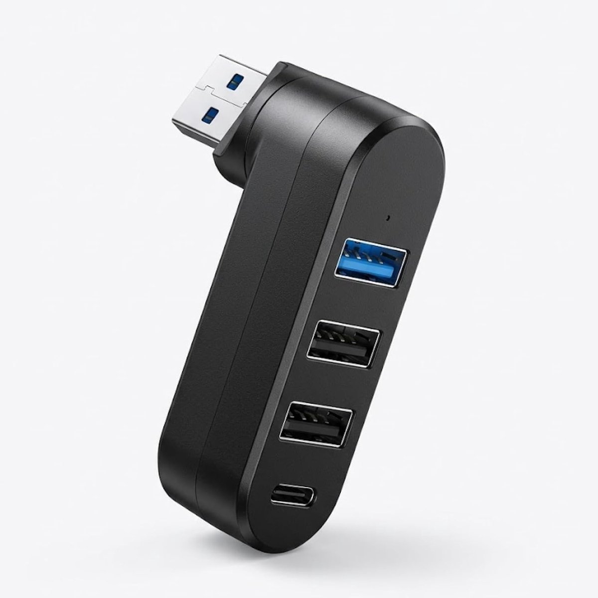 Thijox - 4-poorts USB 3.0 Hub Draaibaar 90°/180° - Compacte USB-A en USB-C Adapter voor Laptop, PC, Voertuig - Ideaal voor Dataoverdracht en Aansluitu