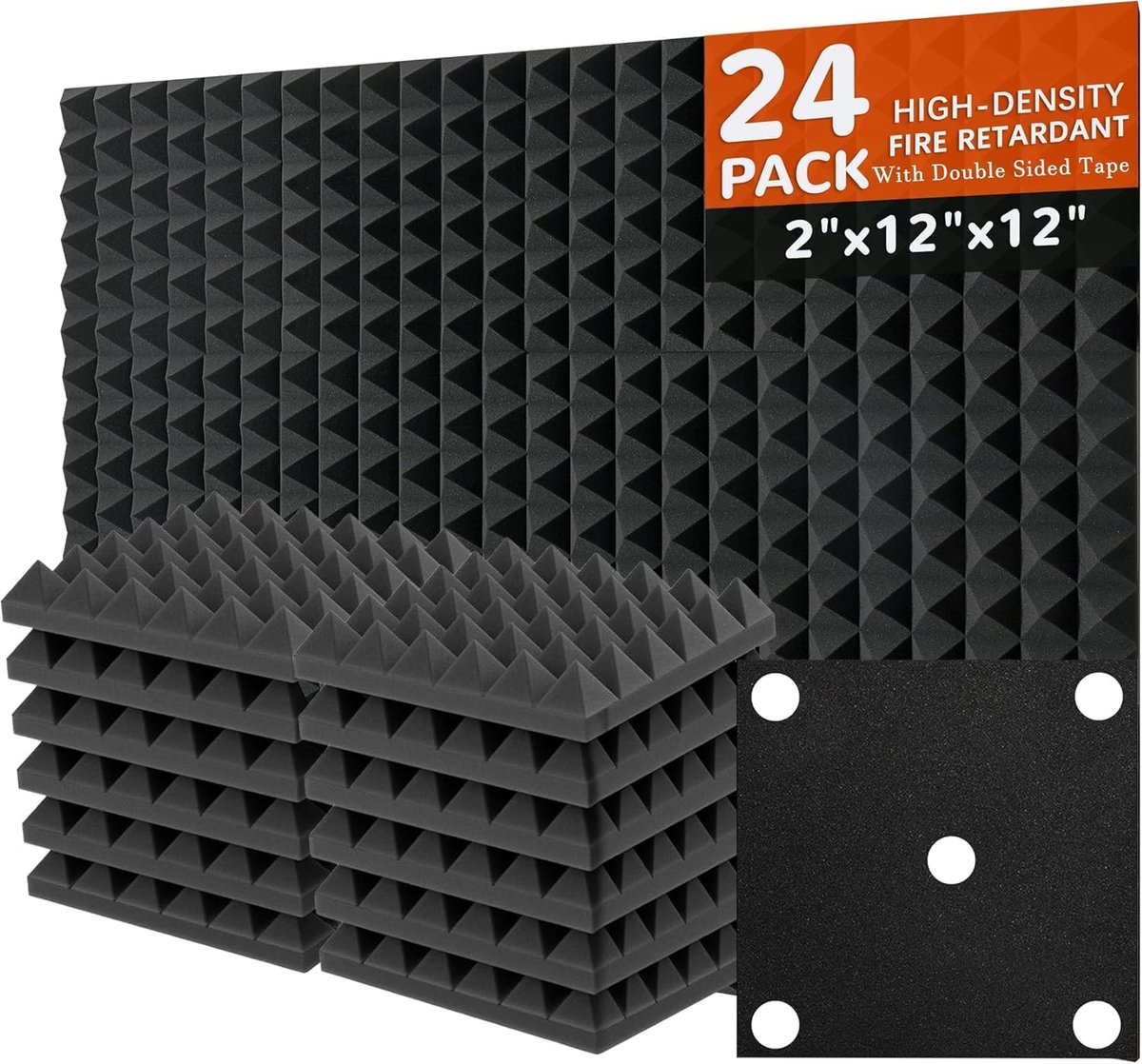 SnelShoppen - Acoustic Panels Geluidsisolatie Geluidsabsorberende Paneel 30x30x5 cm (24 Stuks) voor Studio en Kantoor - Professionele Geluidsbehandeli