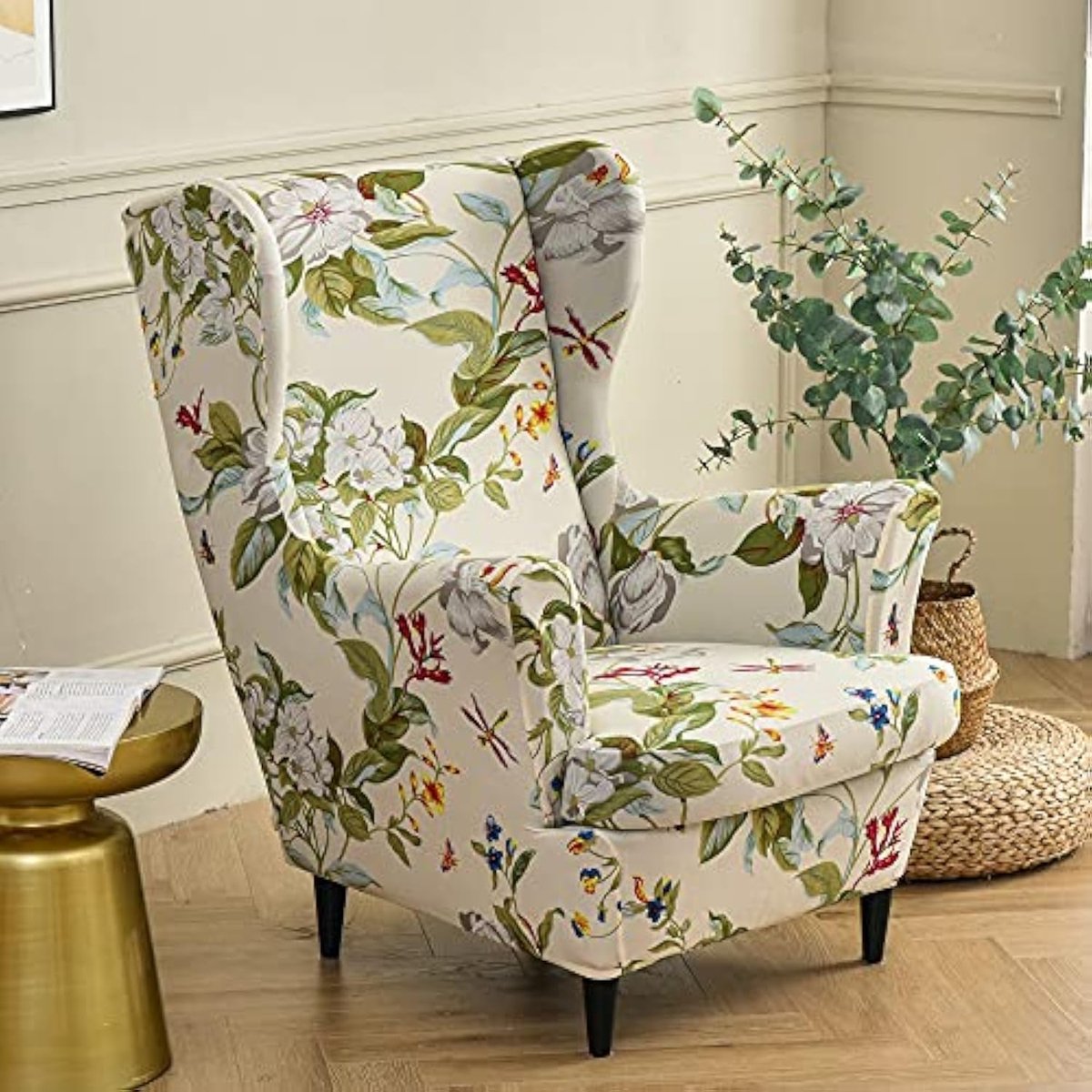 SnelShoppen - 2-Piece Wingback Stoelhoezen Stretch Zitting Hoofdkussenhoes Wasbare Spandex Stoelhoes Meubelbeschermer voor Relaxfauteuils Woonkamer Sl