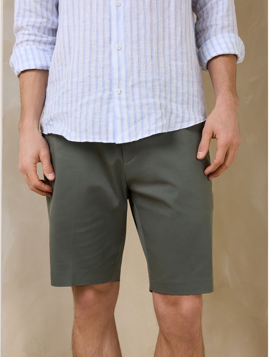 Next - Heren - Geplooide chinoshort - Groen
