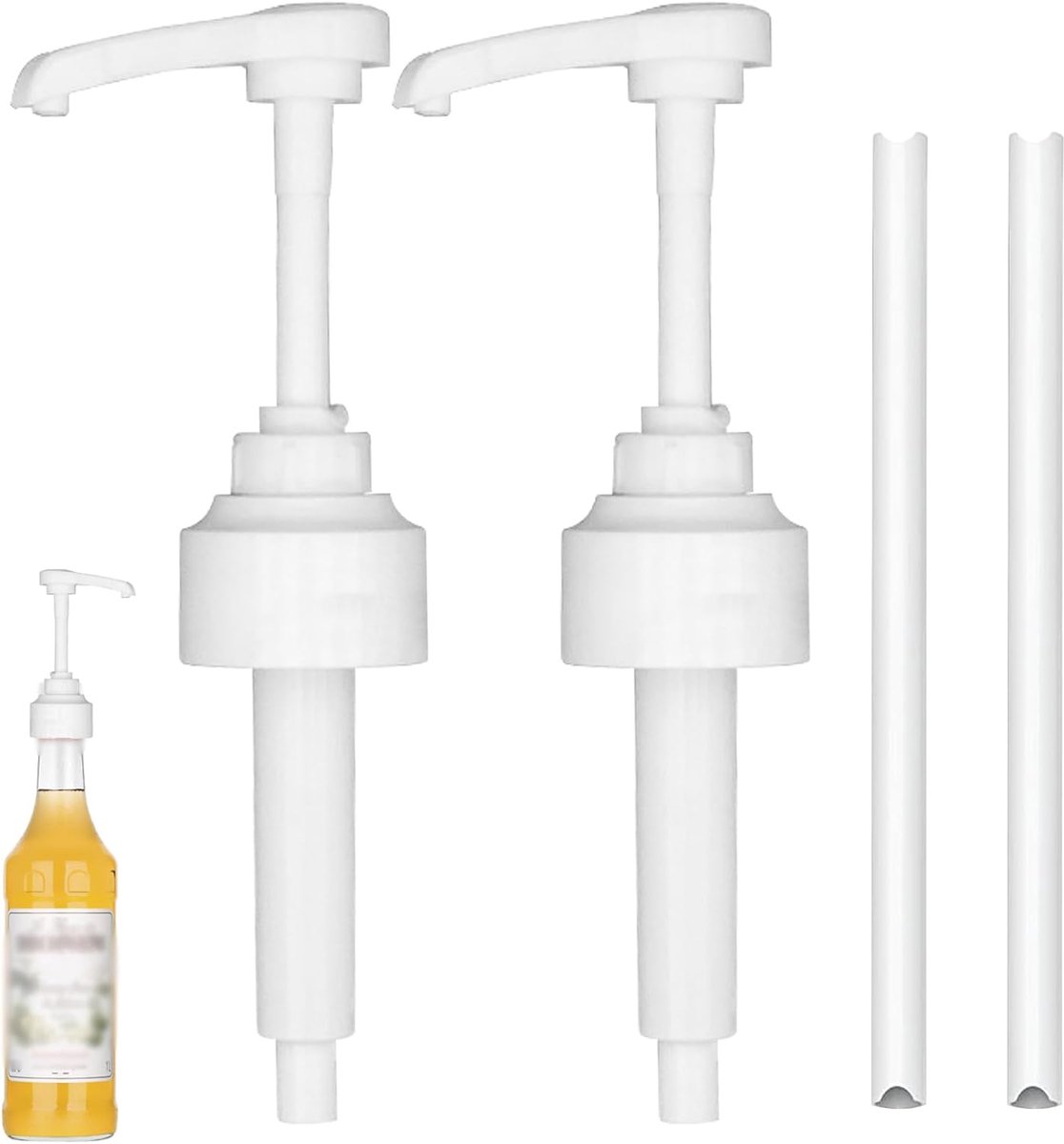 SnelShoppen - 2Pcs Siropen Pomp voor Dispenser - Doseringspomp 10ml met Herbruikbare Slangen voor Siropenflessen 700ml - Perfect voor Keuken, Feest en