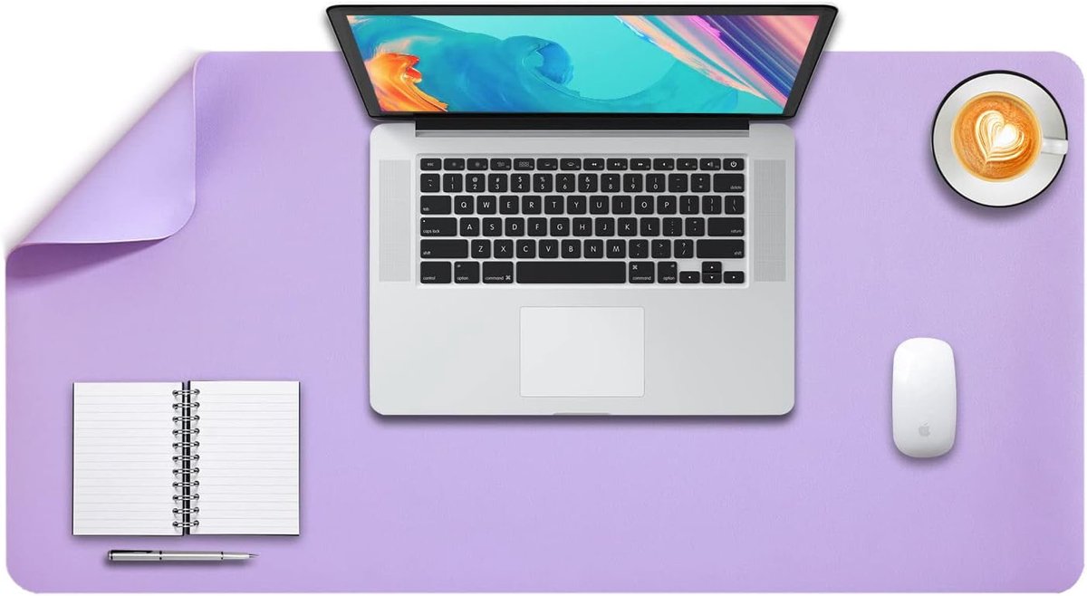 SnelShoppen - Desk Mat 80x40 cm - Dubbelzijdige PU Leren Muismat - Watervast Laptop Mat - Ideaal voor Kantoor, Thuis & Gaming - Paars/Paarse Kleur