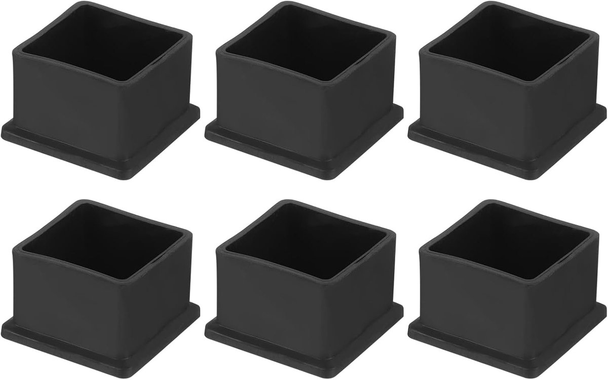 SnelShoppen - 6x Vierkante PVC Stoelpootdoppen 35mm - Zwart - Slijtvast en Antislip - Voor