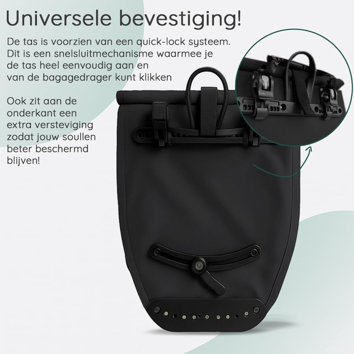 SnelShoppen - Waterproof Pannier 28L - Luxe Pakaftas voor E-bike - Zwart - Perfect voor Fietstochten, Camping en Dagelijkse Aankopen
