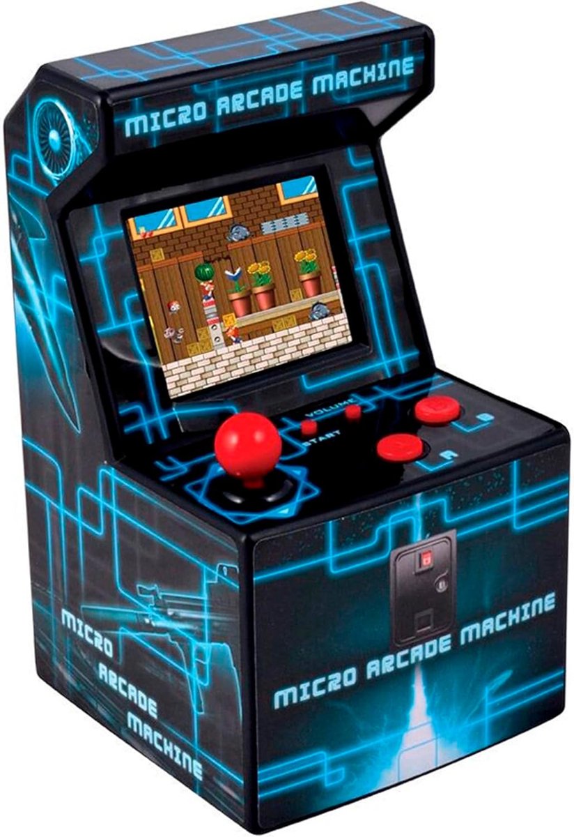 SnelShoppen - Mini Arcade Machine Retro Design, Portable Console met 250 Games, 16 Bit, Perfect Geek Gift voor Kinderen en Volwassenen (Blauw)